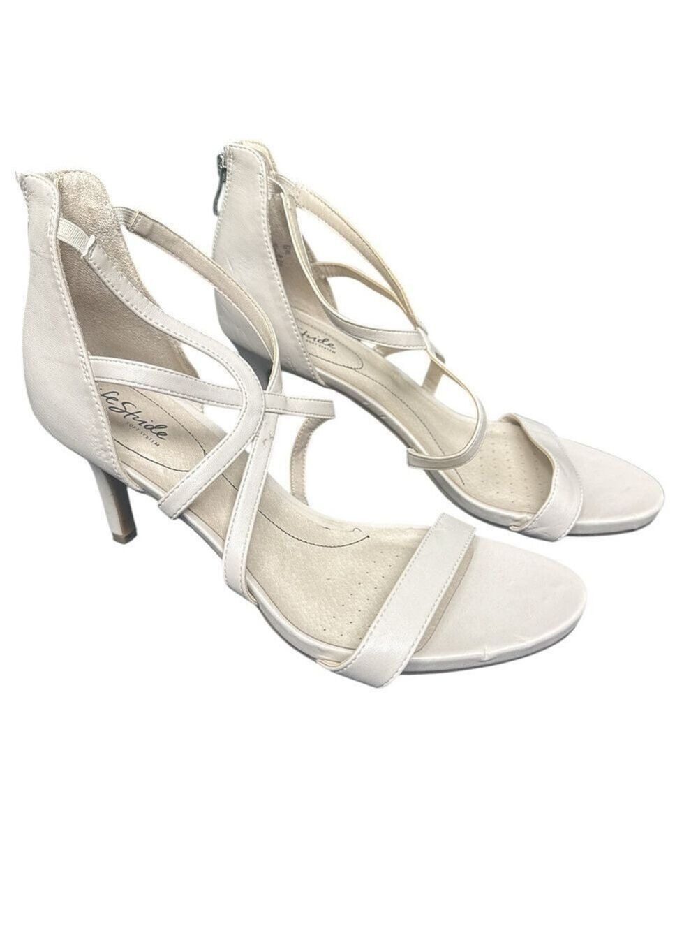 LifeStride Women's Beige Strappy Heeled Sandals Formal Spring Size 12